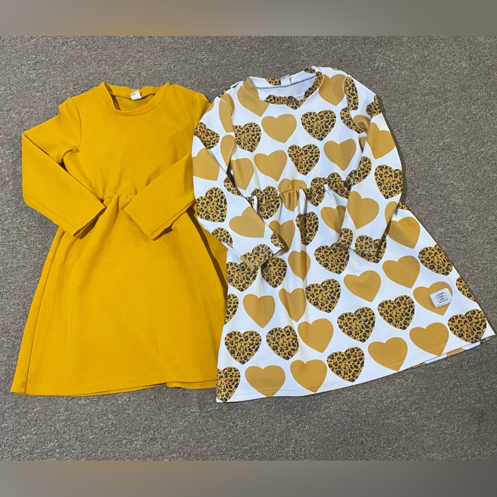Yellow and White Heart Pattern Kids Shirt Set